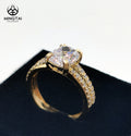 Rose Gold CZ Ring Real White Gold Engagement Rings for Women