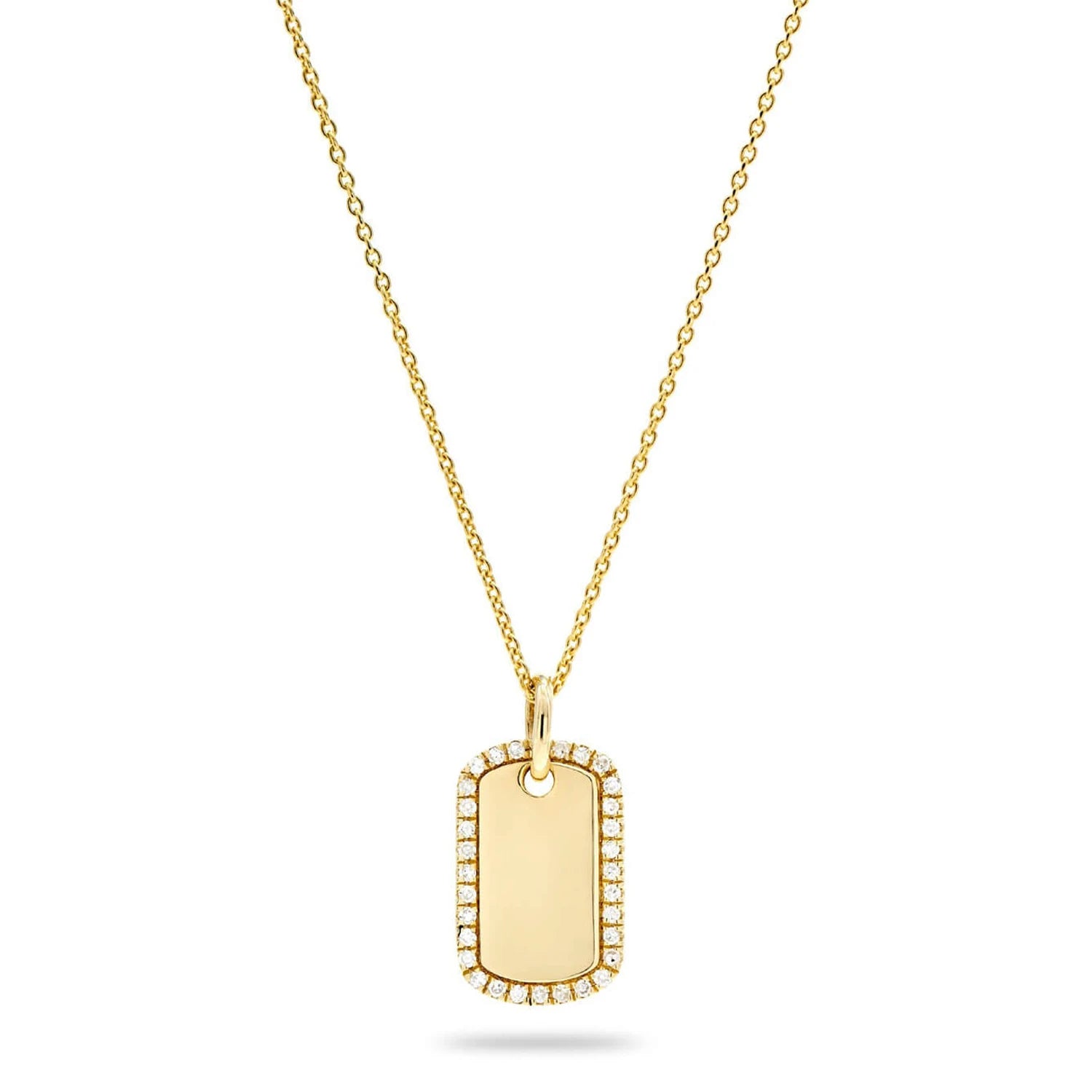 Dubai Tiny Diamond Dog Tag Necklace Pendant Necklace Custom Jewelry Silver Necklace