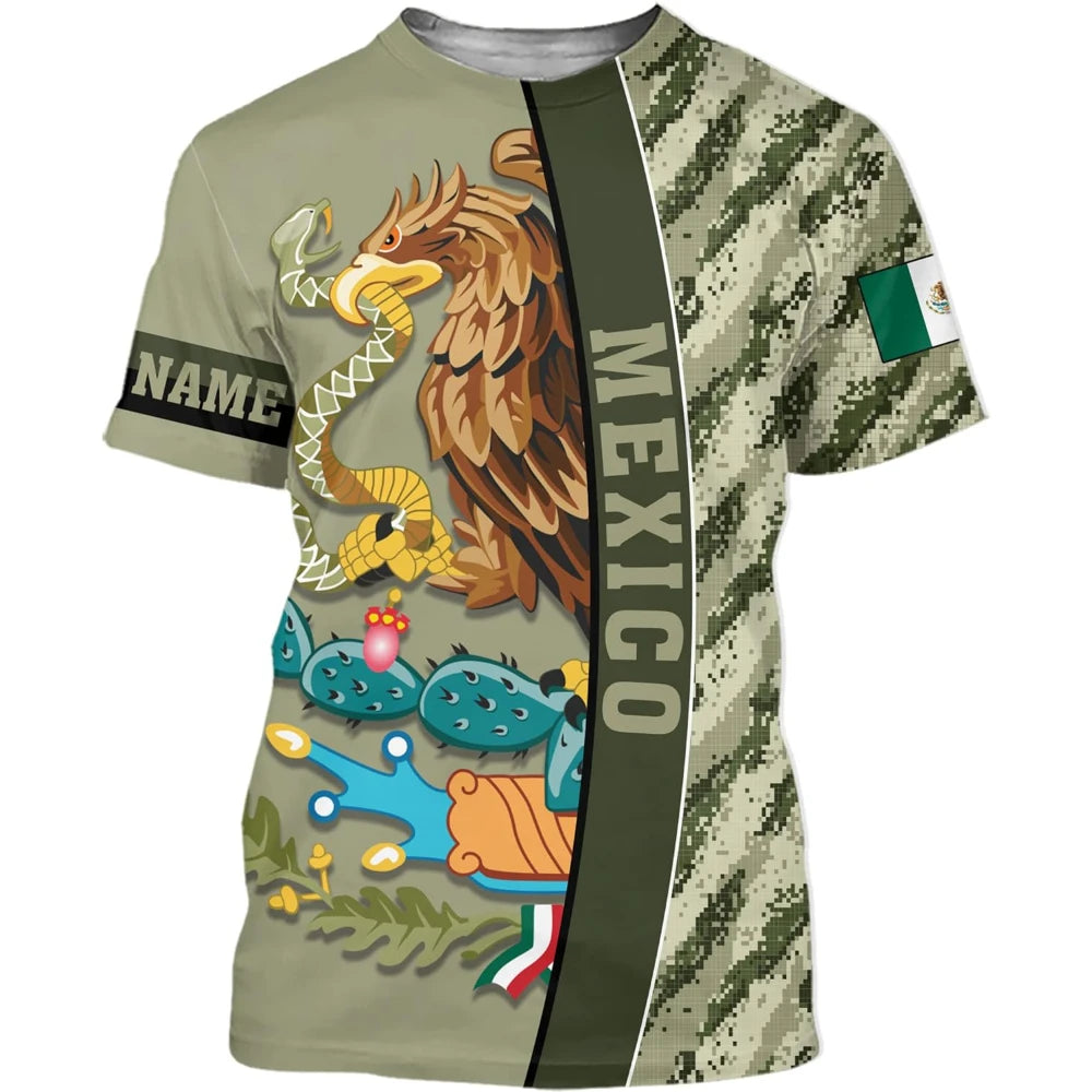 Fitspi Wholesale Custom Mexican 3d T-shirt Mexico Camouflage Eagle Shirts