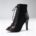 Top Selling Suede 9.5cm Latin Dance Boots Black Salsa Tango Ballroom Jazz Modern Dancing Party Dancing Shoes MegaBDM