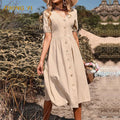 Clothing Manufacturers Wholesale Custom Summer Women's Wear Short Sleeved A-Line Long Casual Beach Sun Dresses