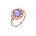 YBO Custom Real Natural 9MM Amethyst Sterling Silver 925 Macrame Engagement Ring for Women Wedding & Party
