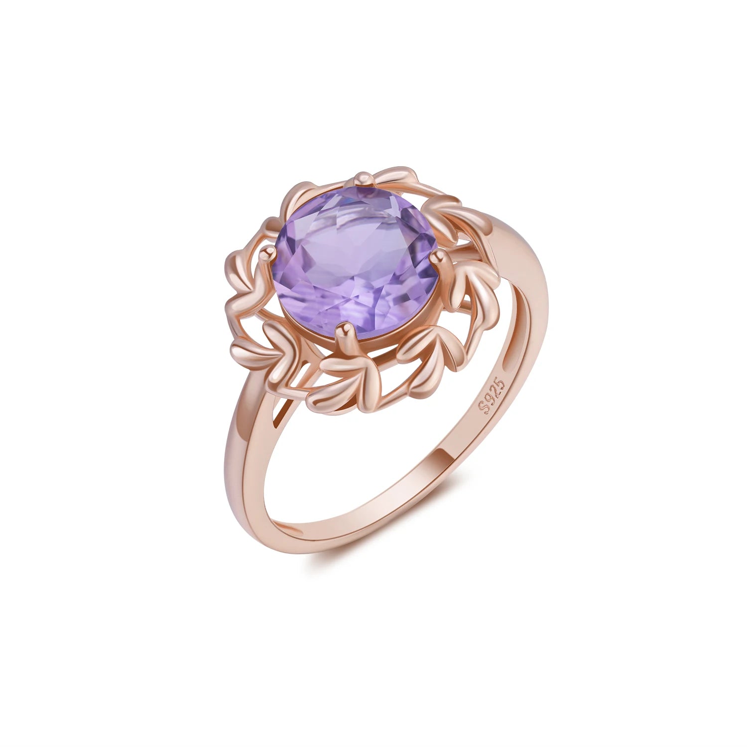YBO Custom Real Natural 9MM Amethyst Sterling Silver 925 Macrame Engagement Ring for Women Wedding & Party