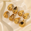 High End Simple Hypoallergenic Gold Stainless Steel Earrings Lightweight Water Drop Chunky Studs Earrings for Women Pendientes