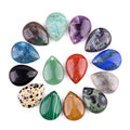Classic Droplet Shaped Perforated Natural Stone Pendant Multi-Color Agate Stone Necklace Accessories Simple Pendant for DIY