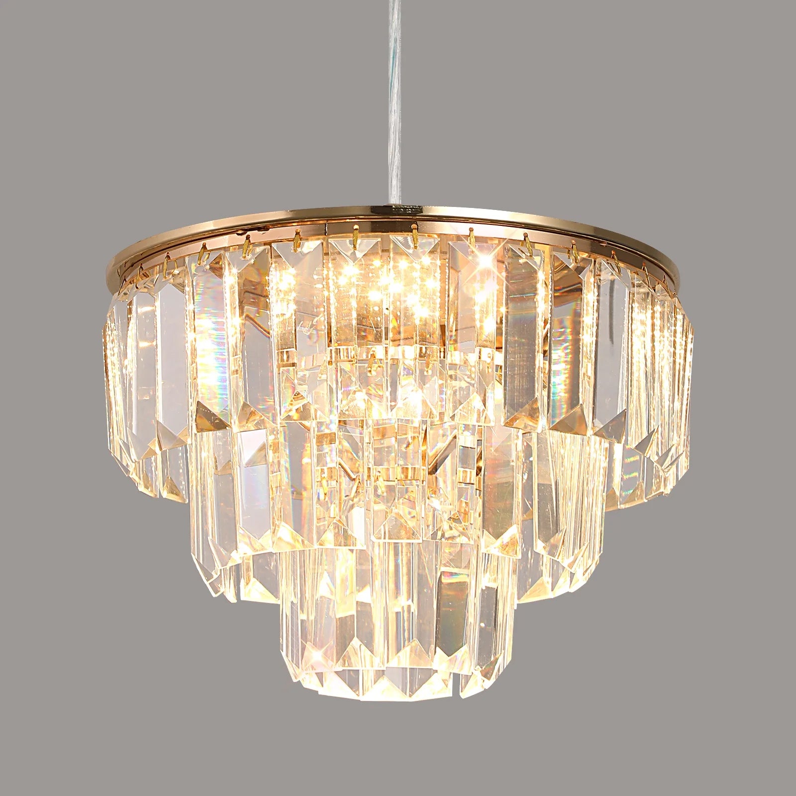 Modern D25cm Crystal Pendant Round Led Ceiling Light Fixture for Bedroom Lamp Indoor Home