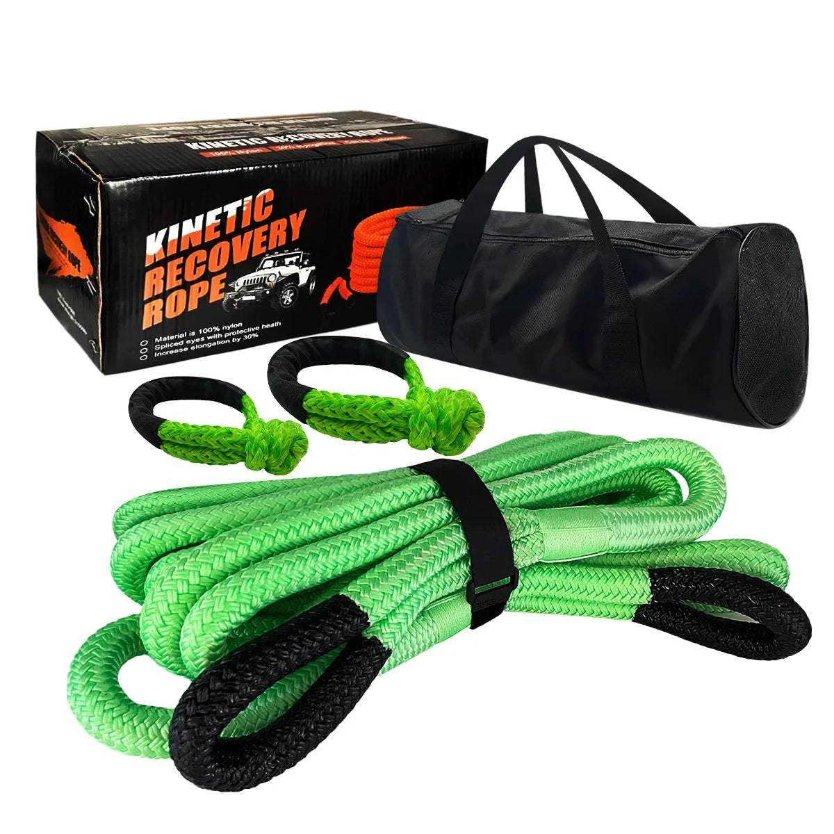 off Road Accessories Polyester Rope Double Braid Nylon Snatch Rope Kinetic Tow Rope Soft Sahckle Recovery Ring