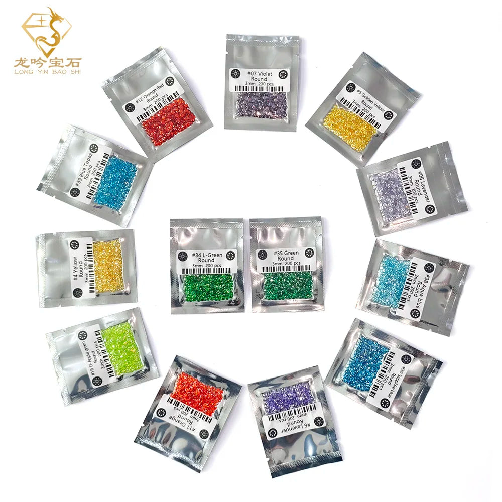 5A Quality Colored Zircon Round Cut Cubic Zirconia Factory Direct Sales Colorful Loose Gemstone 0.8mm-10.0mm