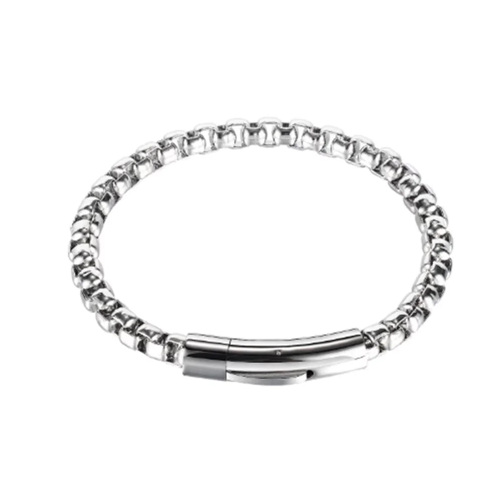 VEROMCA   6mm Square Pearl Stainless Steel Bracelets Woman Hip Hop Jewelry Fashion 18K Gold Plated Bracelet for Men's Gifts