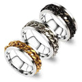 Hip Hop Mens Jewelry Stainless Steel Gold Plated Rotatable Anillo New Design Statement Cuban Chain Finger Anxiety Spinning Ring