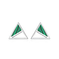 Minimalist jewelry 925 sterling silver fashion triangle shape malachite stud earrings for women