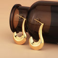 Minimalist Exaggerate Stainless Steel 18K Gold PVD Plated Hollow Geometric Hook Stud Earrings