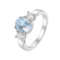 Abiding Jewelry 2024 Hot Sell Natural Gemstone Sky Blue Topaz CZ Accented Simple Design Ring With OEM ODM Service