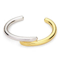 Elegant 2 Tone Double Layer Line Cuff Bangle Women Gold Silver Plated Brass Stackable Open Bracelet Bangles Minimalist Jewelry