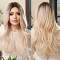 Colorful Waves Synthetic Wigs Black Gradient Blonde White Rainbow Hair Heat Resistant Fibers Natural Appearance Soft Smooth