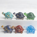 Fengshui Ocean Cute Animal Resin Glue Drip Natural Gravel Crystal Turtle Hand Carved Crystal Turtle for Home Office Decoration