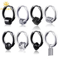 Hip Hop Boys Simple Jewelry Aretes Para Hombres Black Huggie Hoops Ear Ring Stainless Steel Man Earrings
