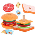 Factory Wooden Food Play Toys Children Role Play Pretend Sandwich Hamburger Toy Montessori Educational Wooden Kitchen Kids Toys