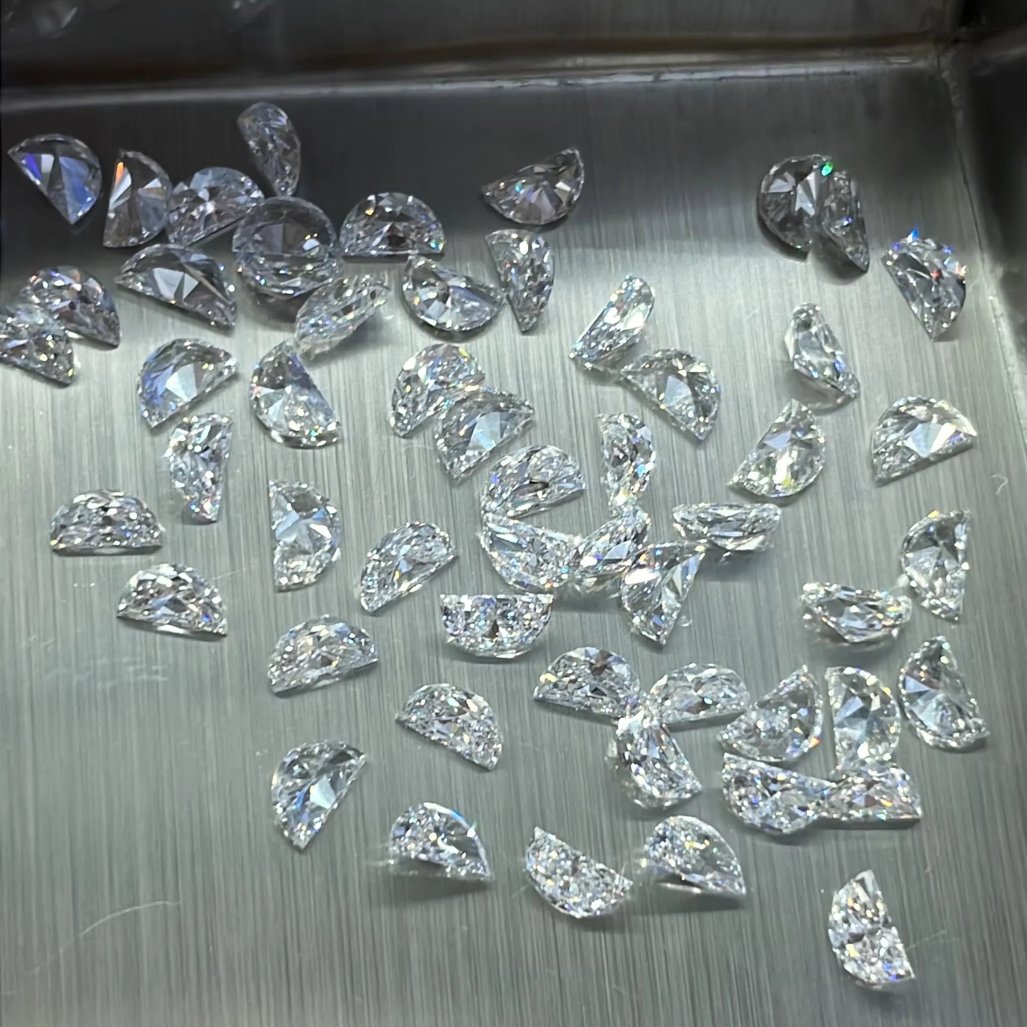 Fancy Shape Half Moon Loose HPHT Diamond Lab Created Stones Lab Grown Diamonds