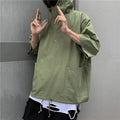 Custom Summer Hooded Pullover Patchwork Half Sleeves Tees Pocket Drawstring Mens t Shirts