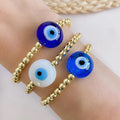 BG1136 18K Gold Plated Lampwork Glass Evil Eyes Elastic BraceletNazar Protection Boho Beaded Jewelry for Women