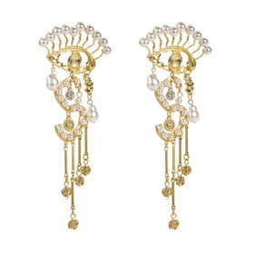 Newest Retro Vintage Alloy Silver Earrings Creative Design Long Ears Decoration Women's Jewelry Party Banquet Shinny Earrings