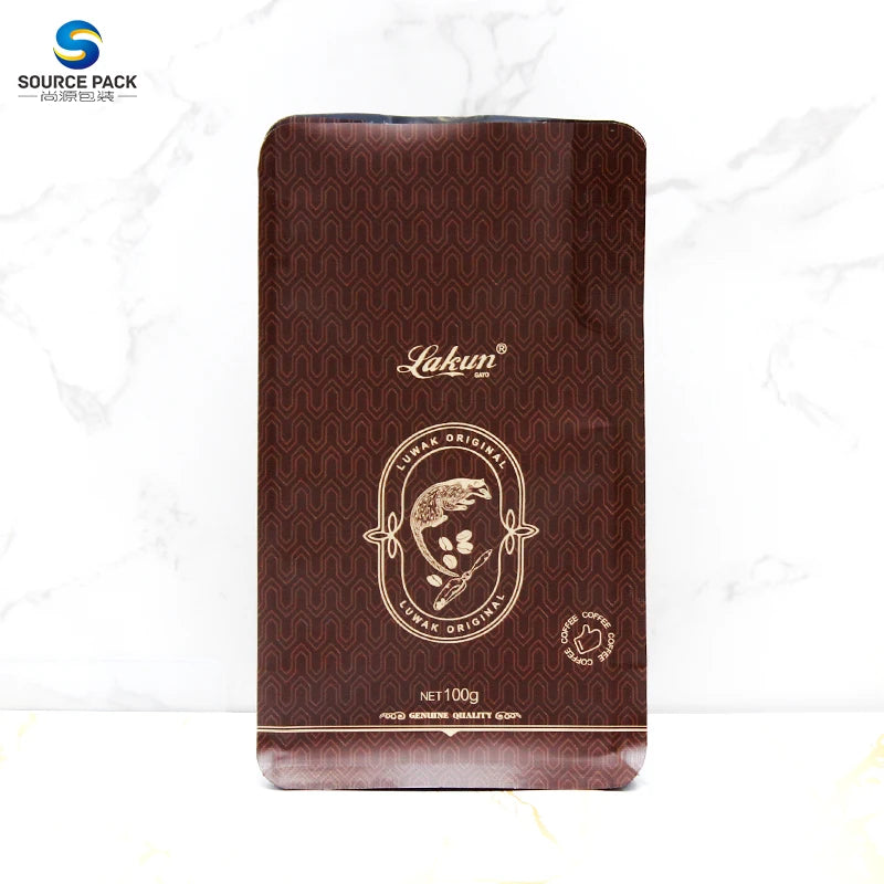Custom Design Printable Resealable Aluminum Foil Matt Finish Coffee Beans Packaging Coffee Bag