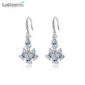 LUOTEEMI Flower Cz Brand Zircon Lady Cubic Zirconia 2022 Earing for Wedding Pearl Drop Earrings