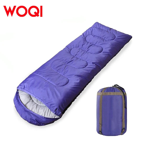 WOQI Customized Wholesale Outdoor 170T Polyester Fiber Sleeping Bag Four Seasons Survival Camping Envelope Sleeping Bag