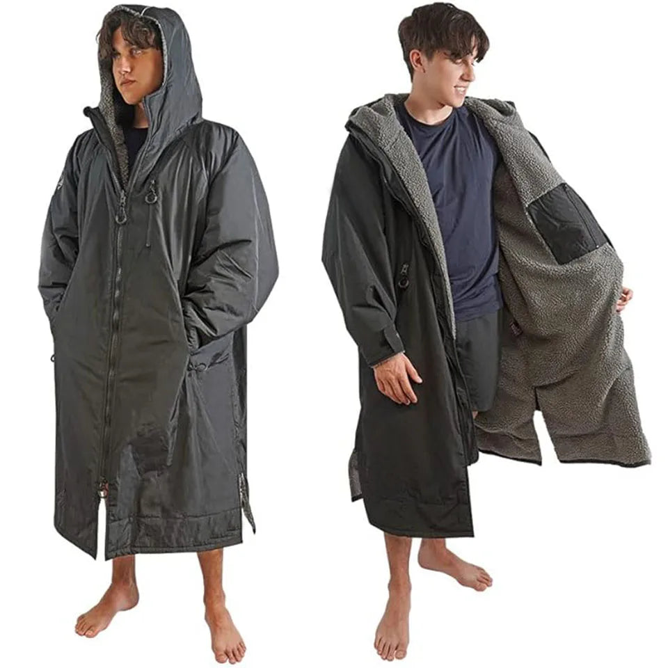Custom Logo Long Sleeves Winter Windproof Hooded Adult Surf Dry Changing Robe Waterproof for Beach Swimming