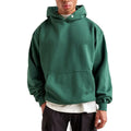 Dark Green 100 Cotton 380gsm Fleece Hoody Sweatshirt Boxy Fit Hoodies No String Hoodie With Pocket for Men