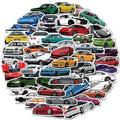50Pcs Cartoon JDM Car Stickers Skateboard Guitar Decorative Stickers DIY Waterproof Gift Sticker for Kids