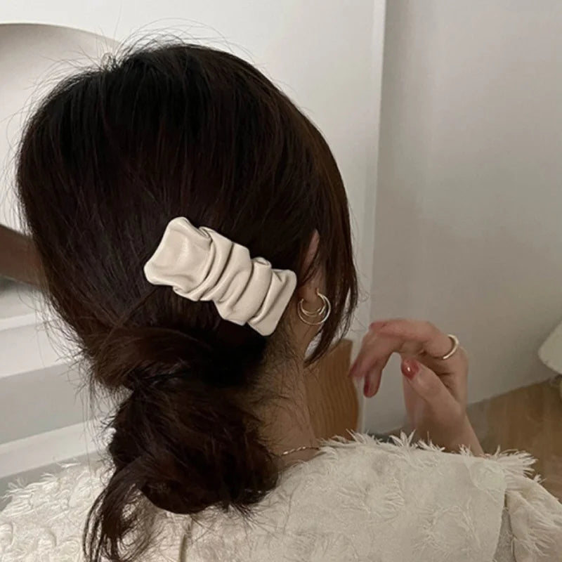 NEW Wholesale Cheap Korean Style Fashion Women Girl Leather Beautiful Hair Accessories Snap Clip Side Clips Hairclips