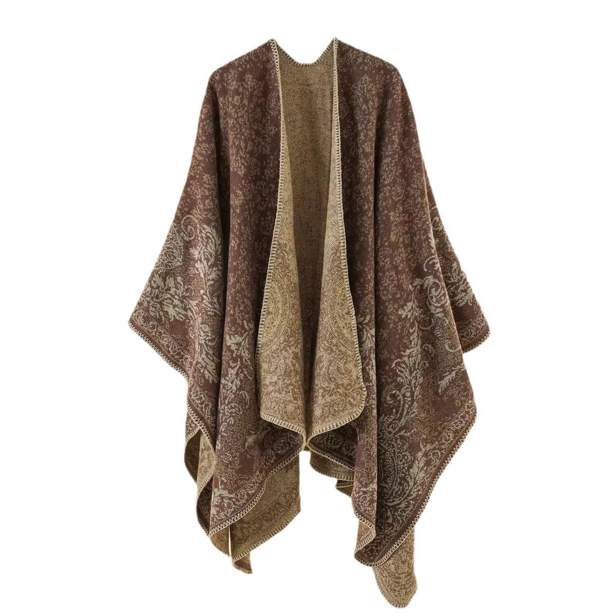Custom Pattern Long Women's Poncho Cape Winter Wrap Blanket Poncho Cape Shawl Cardigans Sweater Coat