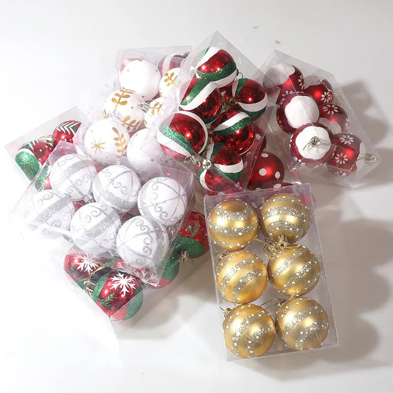 Ychon Christmas Tree Decorations Balls Xmas Ornament Ball Glitter Hanging Ball Home Party Pendant Decor Prop Gifts Supplies