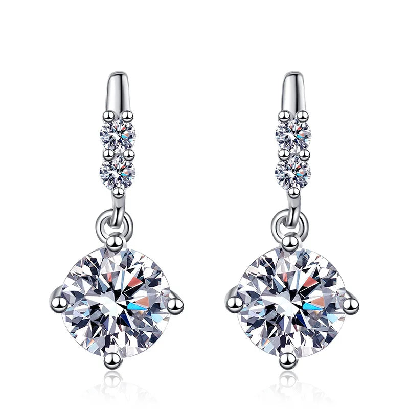 Wholesale Noli 925 Sterling Silver Rhodium Plated Geometric Classic Moissanite Stud Earrings for Women Bridal Wedding Accessory