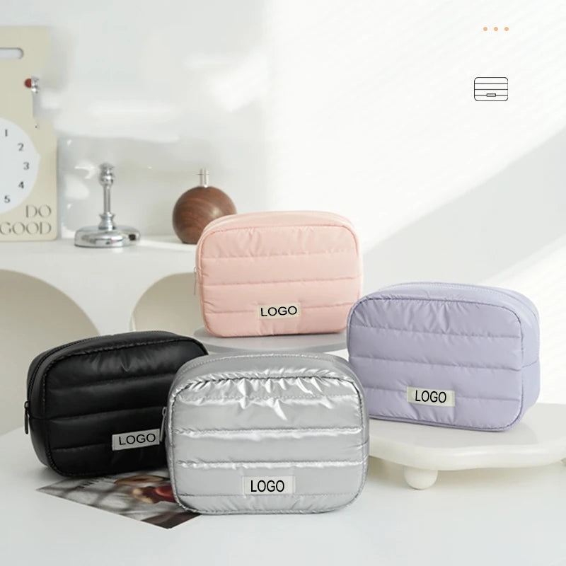 Qetesh New Design Makeup Bag Custom LOGO Design Large Capacity Waterproof Lightweight Travel Soft Cosmetic Storage Bag