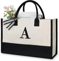 Ruth Personalized Initial Monogrammed Beach Tote Bag with Summer Gift Embroidery Lady Fashion Style Canvas