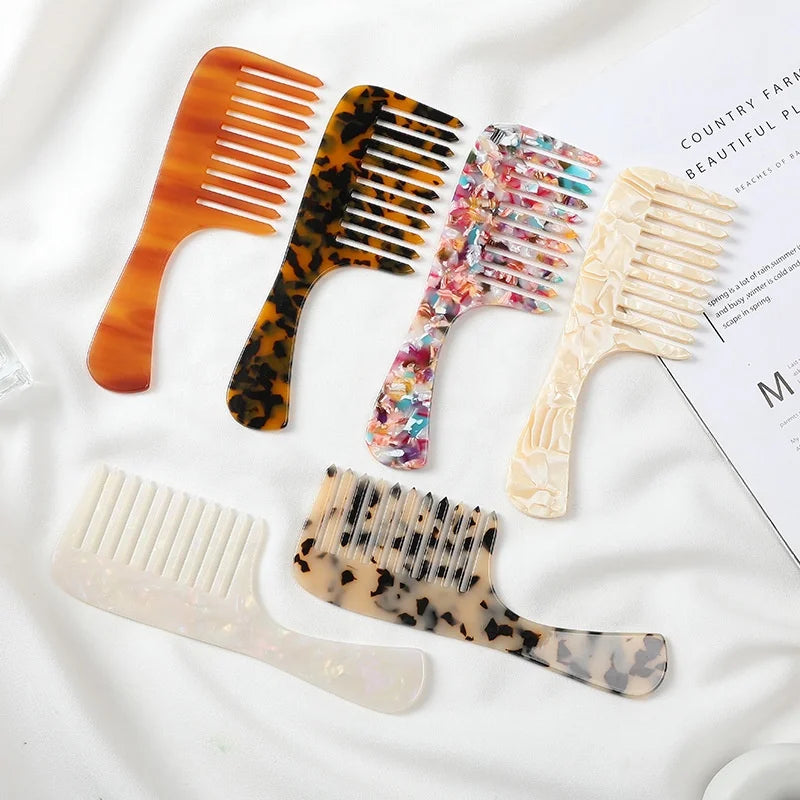 SICHER Wholesale Latest Design Cellulose Acetate Hair Combs With Handle Common Wide Tooth Hair Combs for Women