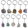HZ Hongzhuo Natural Stone Key Ring_ Crystal Agate Irregular Hanging Ring Bare Stone Jewelry Accessories Raw Stone Key Chain Souvenirs Gift