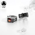 VAF Trendy Black/Red 3A Zircon Inlay Cross Men's Ring SS Anillo De Hombre Con Cruz Incrustada De Zircon 3A Negro/Rojo