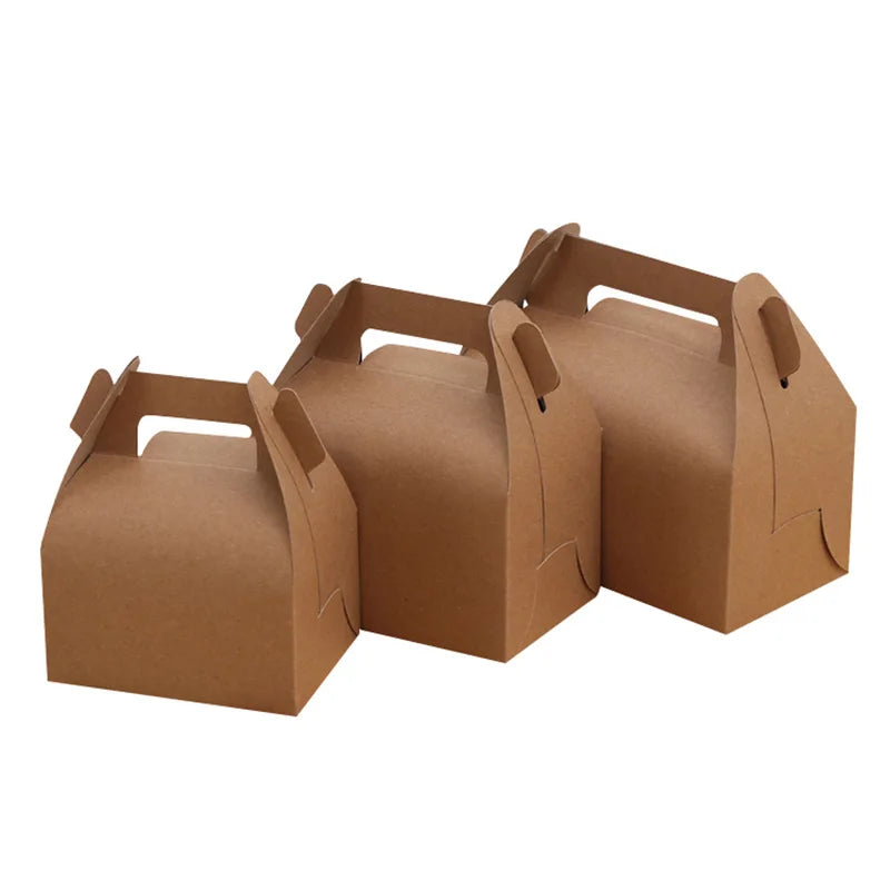 Wholesale Food Delivery Packaging Kraft Paper Fried Chicken Boxes with Handle Food & Beverage Packaging Disposable Not Accept