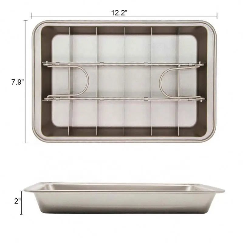Hot Sale Rectangular 18 Grids Cake Mold Brownie Chocolate High Carbon Steel Bake Tray Baking Tool