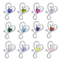 Silver 925 Women's Fashion Jewelry Heart Pendant with Colorful Zircon Gemstones Rhodium Plated Birthday Gift