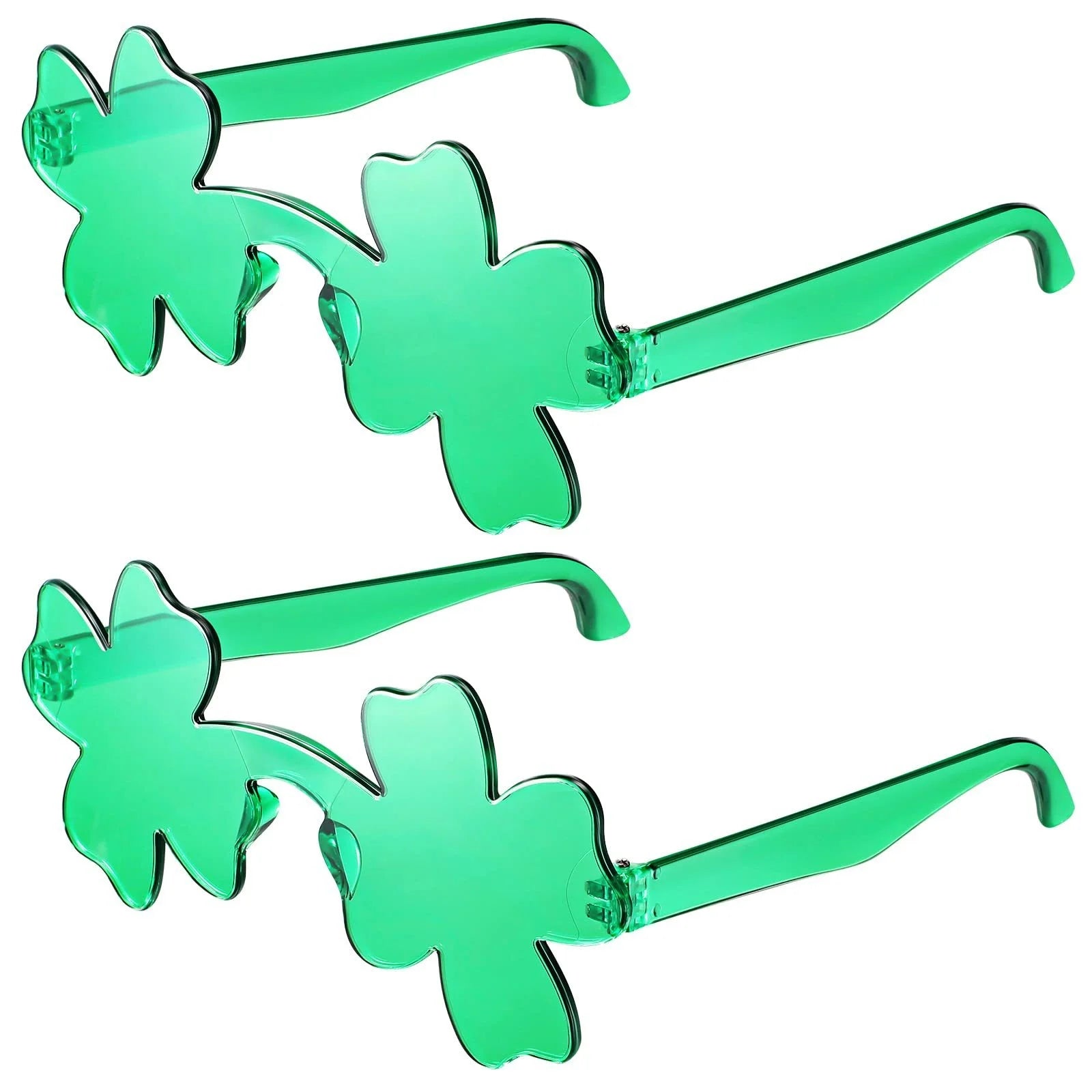 St. Patrick's Day Green Clover Glasses New Irish Holiday Plastic Shamrock Glasses Heart Shaped Glasses Photo Props