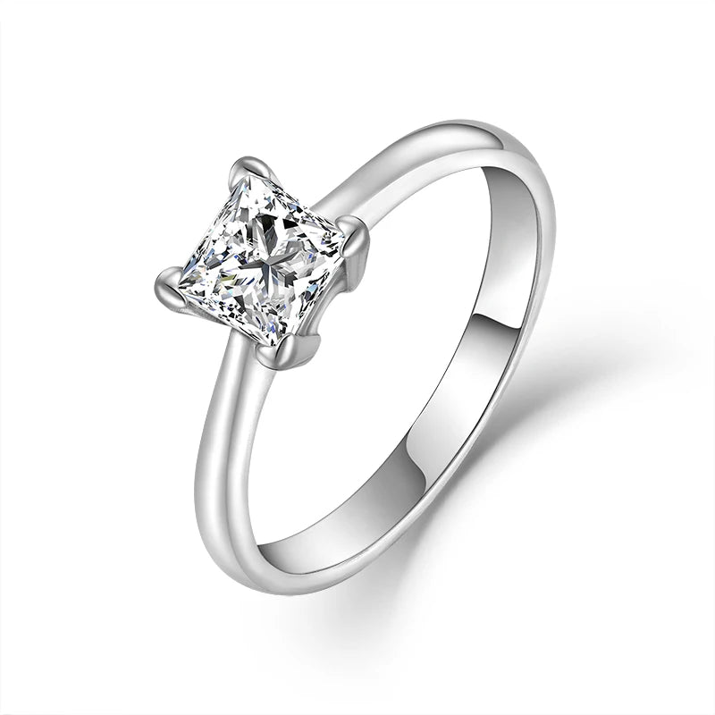 Custom Square Cut Moissanite 925 Sterling Silver Engagement Ring Luxury Wedding Jewellery for Women with 4 Prong Setting