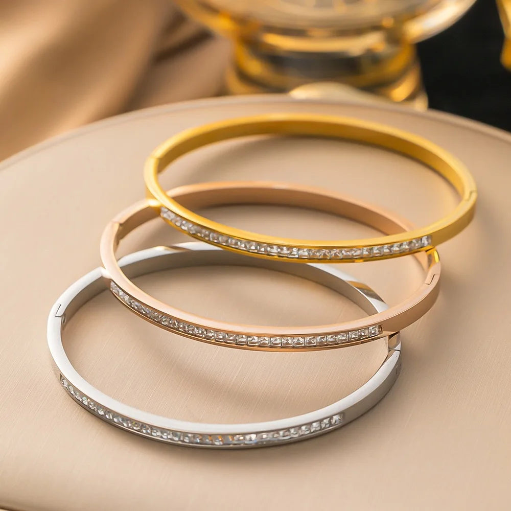 Dingchao Beloved Full Star PVD Gold Plated Stainless Steel Cuff Bangle Waterproof Waterproof Fashion Jewelry Charm for Bracelet
