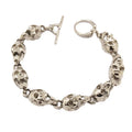 Punk Stainless Steel Skull Skeleton Linked Chain Bracelet Cool Tibetan Skull Beads Bracelet for Men and Women Skull Jewelry Gift