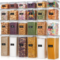 BPA Free Clear Kitchen Organization for Cereal Dry Food Flour 24 Pack Airtight Food Storage Container Set with Durable Lids