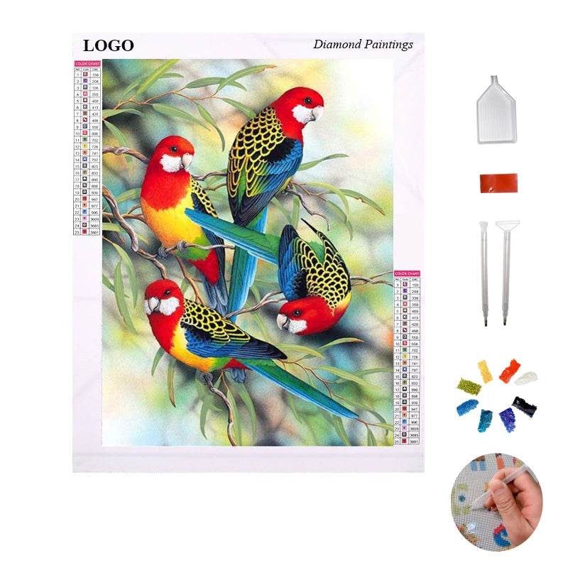 Wholesale 5d Diy Full Square Drill Parrot Diamond Painting Animal Bird Handicraft Embroidery Painting Art Kits Decoration MegaBDM